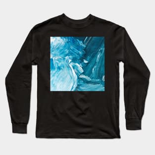 blue white paint strokes Long Sleeve T-Shirt